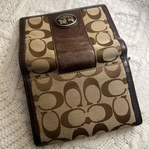 Coach Signature Brown and Tan Wallet - Picture 5 of 13